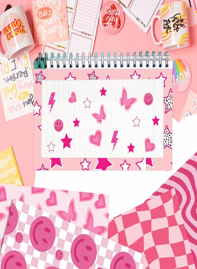 Bolsome 12 Sheets Preppy Themed Wrapping Paper, Pink Smiley Lightning Leopard Butterfly Pattern Gift Wrap Paper for Early 2000s y2k Bachelorette Wedding Party DIY Craft - Image 5